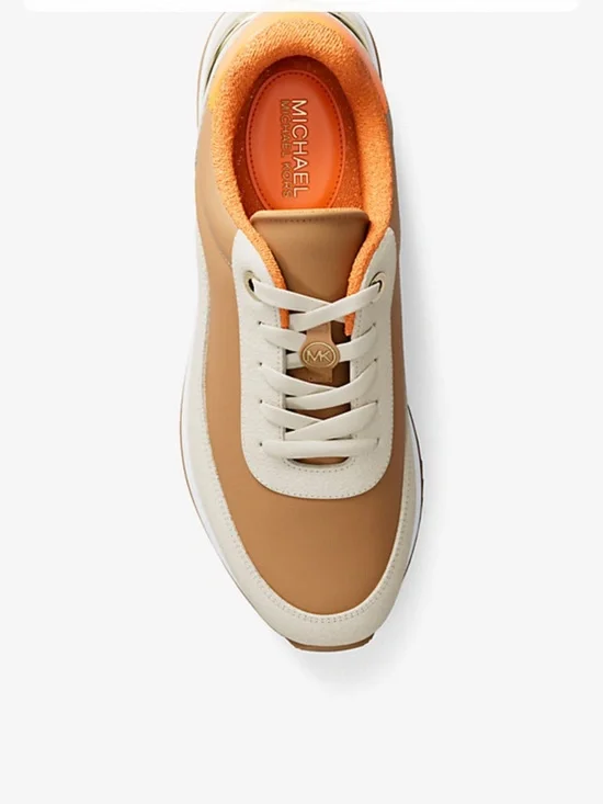 New Michael Kors Hattie Mixed-Media Trainer-Luggage /orange - Picture 3 of 3